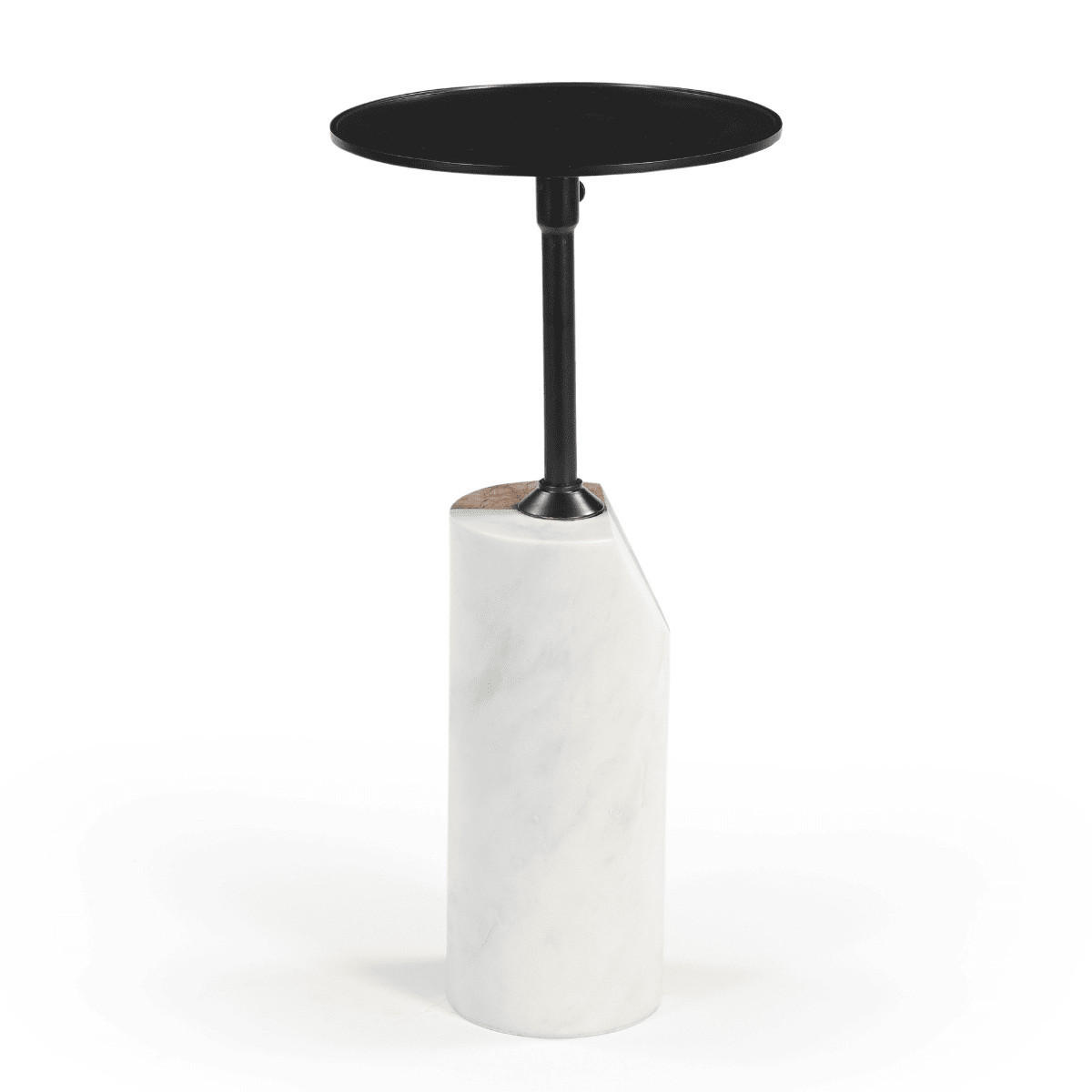BEISTELLTISCH mit Marmorfuß D23 cm - ERNEST - Weiß, Naturmaterialen (28/23/53cm) - Signature