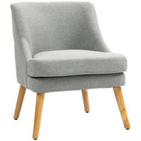 GEPOLSTERTE Loungesessel, Armlehne, Holzbeine, für Wohnzimmer, Schlafzimmer - Hellgrau, Kunststoff (69/79.5/63cm) - HOMCOM
