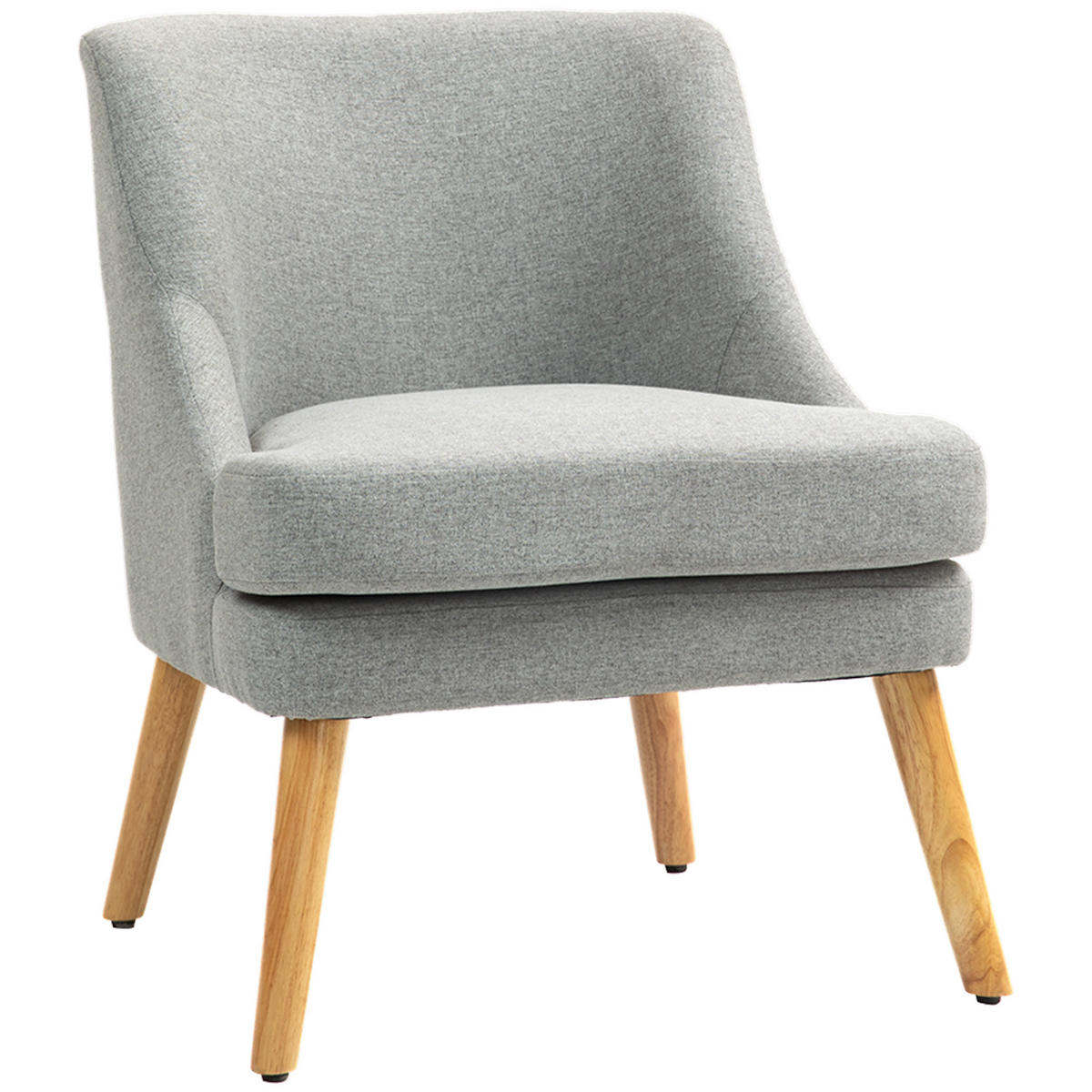 GEPOLSTERTE Loungesessel, Armlehne, Holzbeine, für Wohnzimmer, Schlafzimmer - Hellgrau, Kunststoff (69/79.5/63cm) - HOMCOM