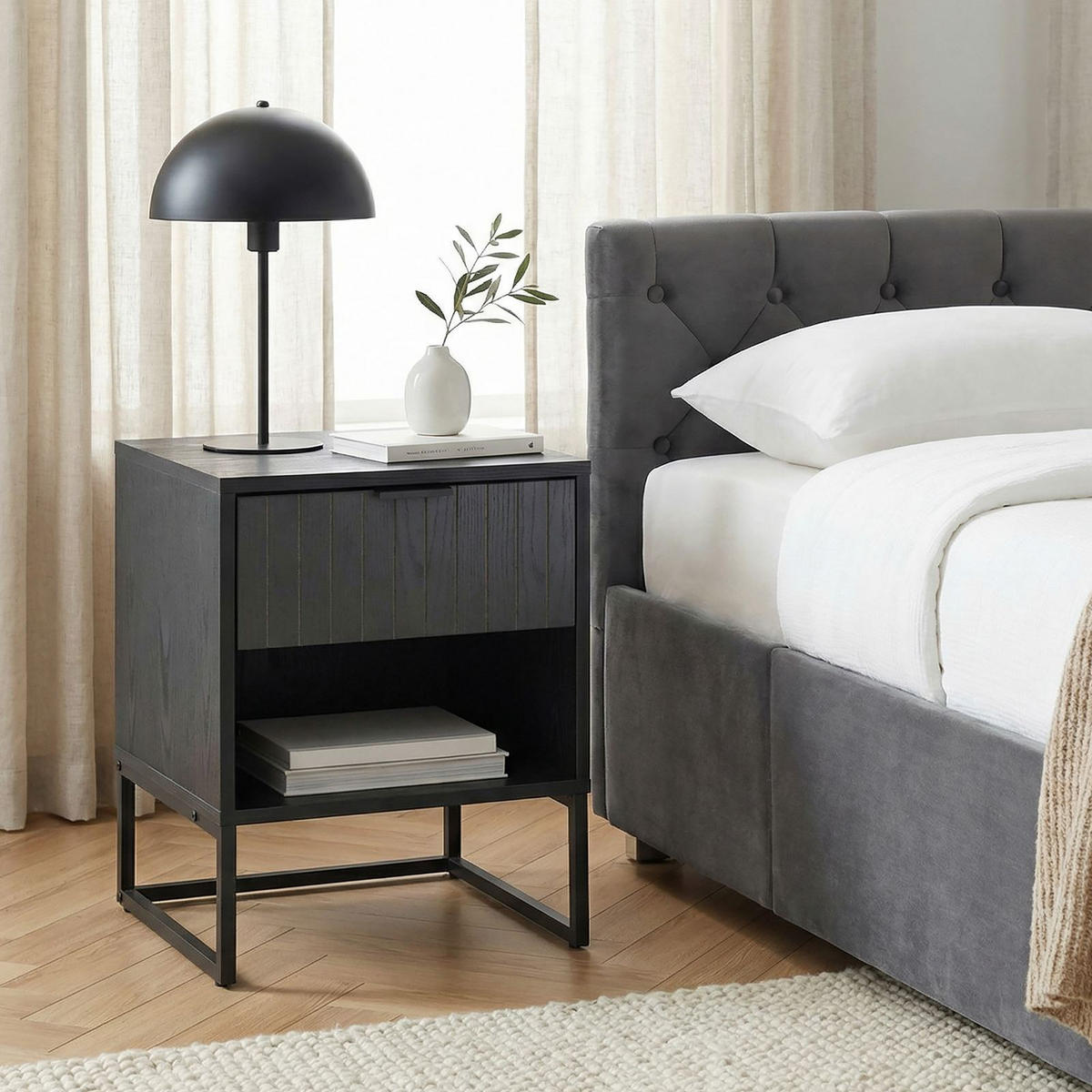 NACHTTISCH MESTO schwarz - Schwarz, Holzwerkstoff (40/50/40cm) - IDIMEX