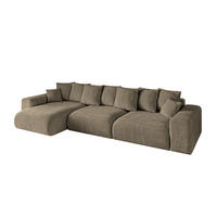 ECKSOFA Ottomane links ESKAR-L 364x176x84 Braun Velours - Schwarz/Braun, Holzwerkstoff/Kunststoff (364/176cm) - ALTDECOR
