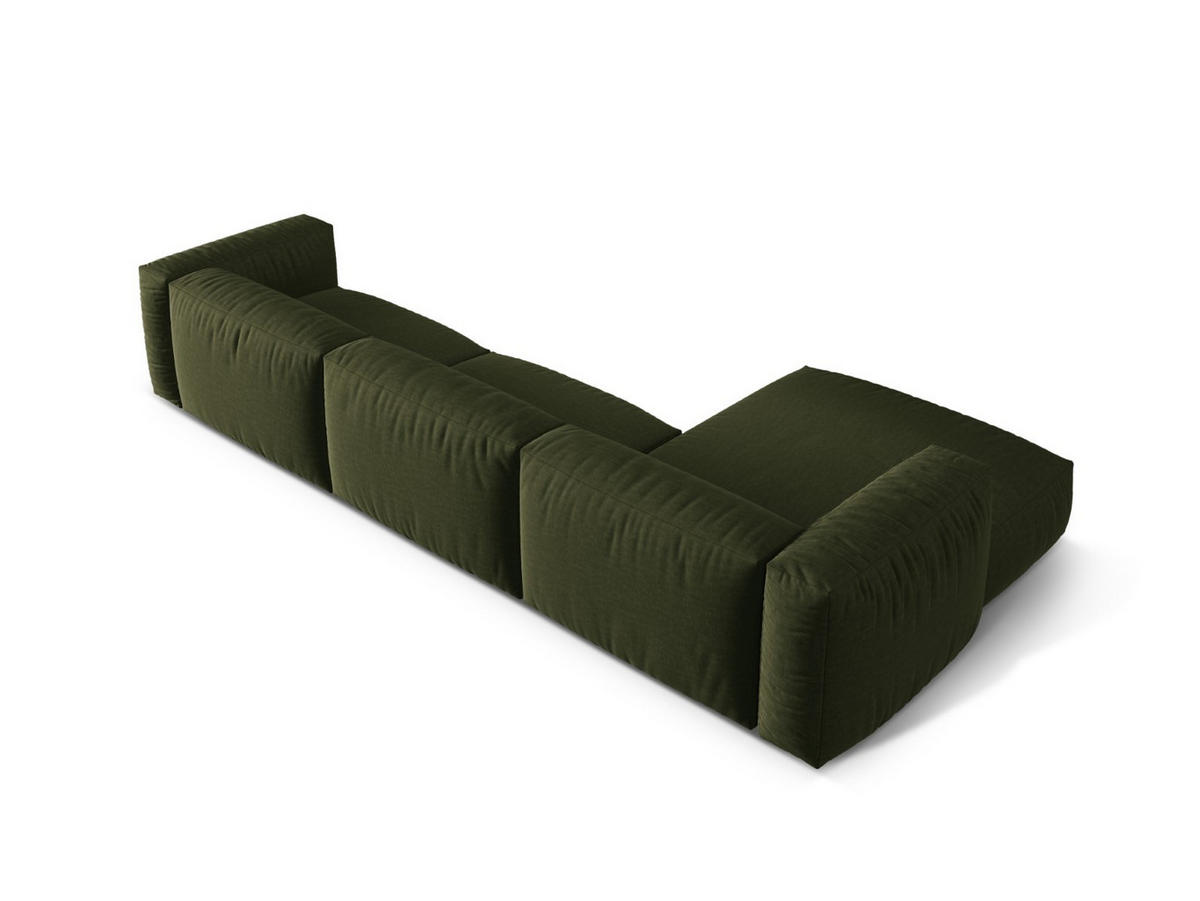 ECKSOFA modular links Martina aus strukturiertem Stoff grün 3 Sitzplätze - Grün, Textil (176/332cm) - Micadoni