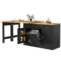 BARTISCH ausziehbar 120-200 cm mit Stauraum MDF Black - Schwarz, Holzwerkstoff (200/40/75.5cm) - Meubliv