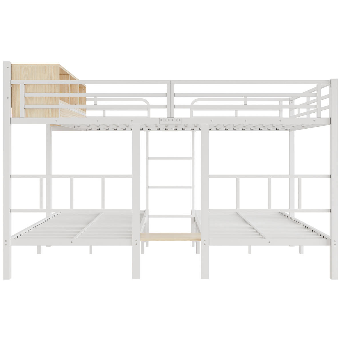 ETAGENBETT 140/200 und 2 x 90/200 cm, DE-41756, in Weiß - Weiß, Metall (140/200cm) - ComfortXL