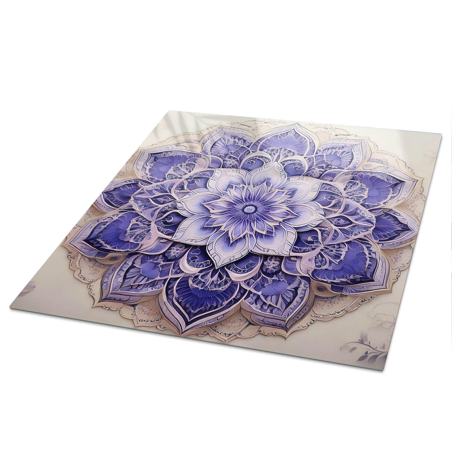 TISCHPLATTE 50x50 cm – Lila Mandala - Weiß, Glas (0.4/50/50cm) - Wallfluent