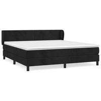 BOXBETT Mit Matratze Schwarz 180/200 Cm Samt - Weiß, Textil (180/200cm) - vidaXL