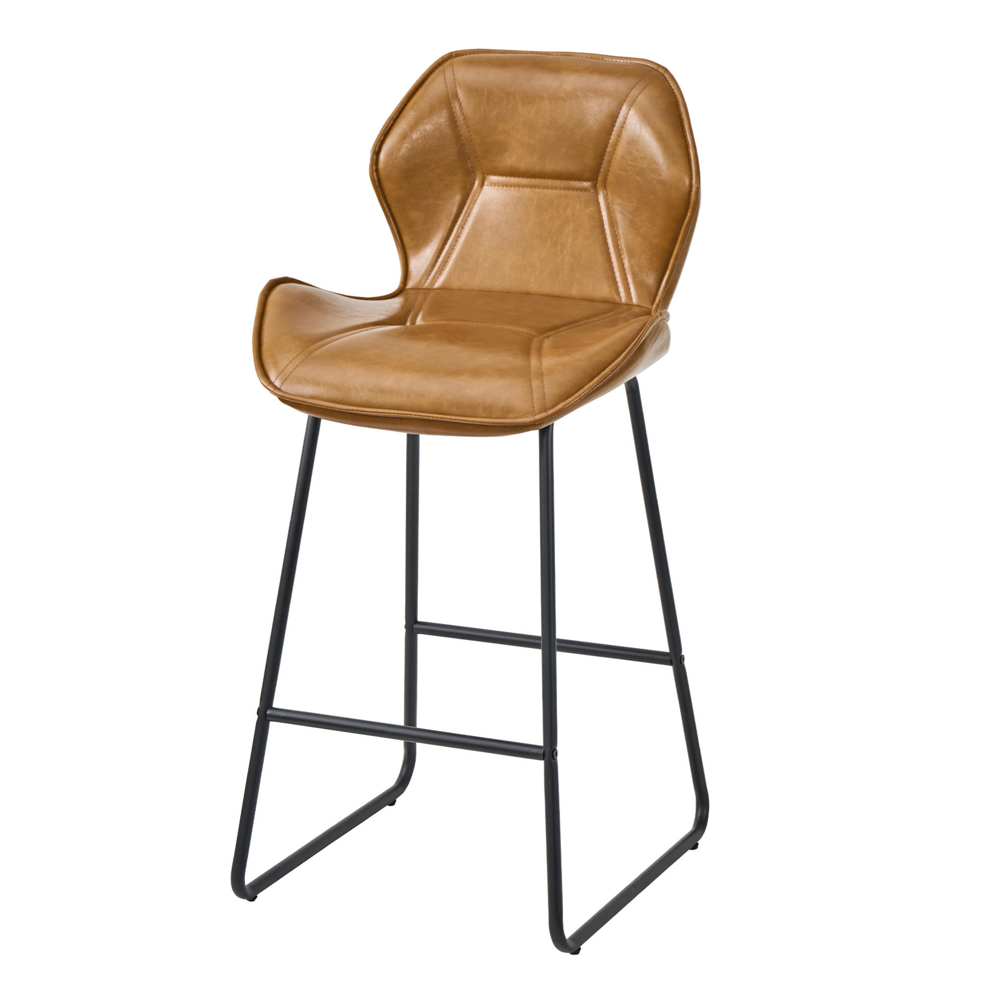 BARHOCKER 2er-Set Braun mit Rückenlehne und Fußstütze - Braun, Metall (47/91.5/48.5cm) - MIVRAY