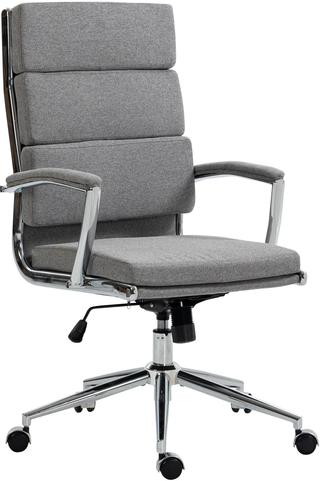 CHEFSESSEL Stoff grau - Chromfarben/Grau, Textil/Metall (61/107/65cm) - CLP