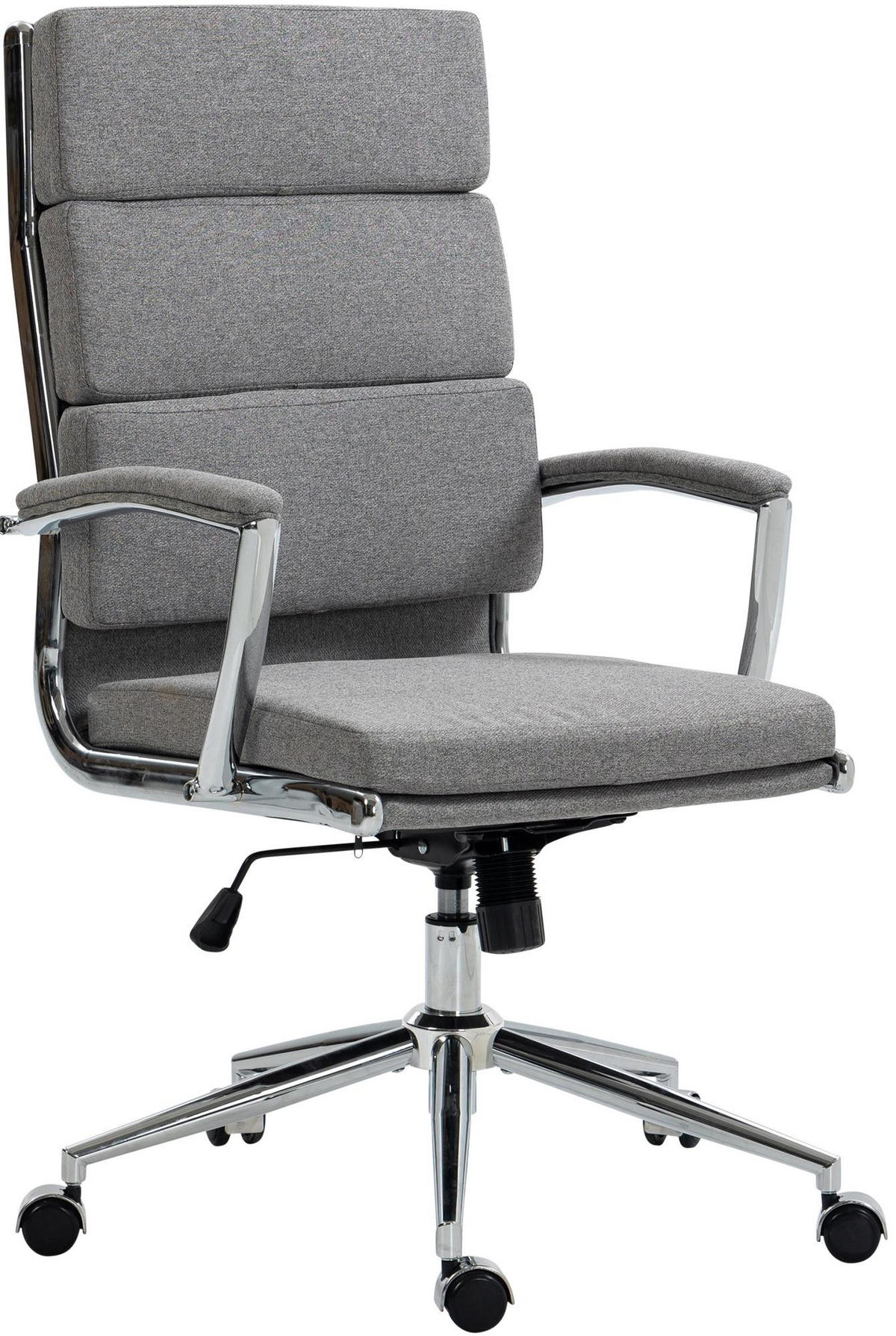 CHEFSESSEL Stoff grau - Chromfarben/Grau, Textil/Metall (61/107/65cm) - CLP