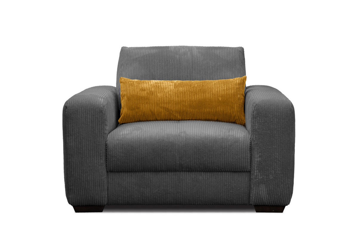 SESSEL OLI in Cordstoff dunkelgrau - Dunkelgrau, Holz/Textil (130/91/108cm) - Courtois Laville