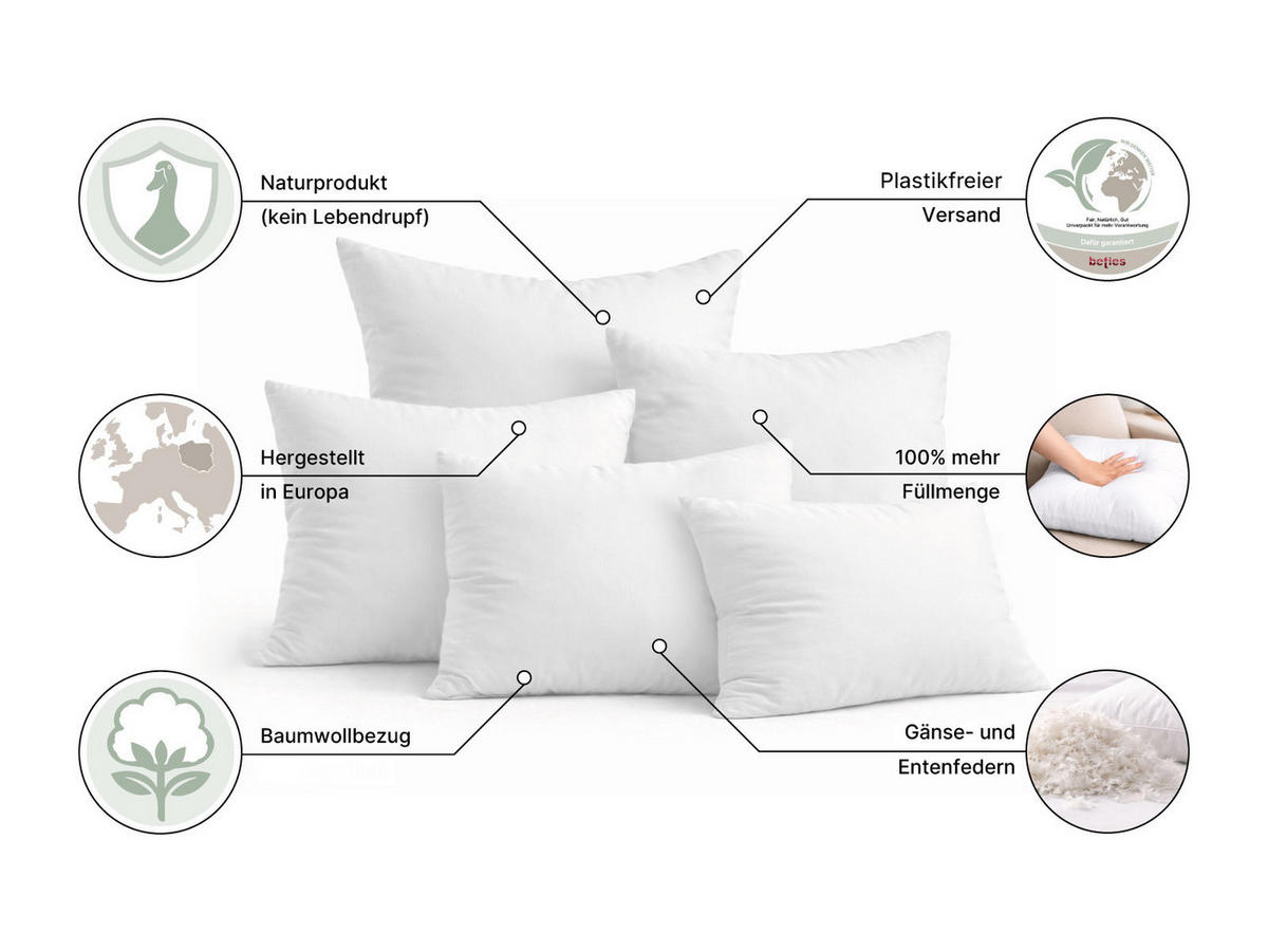 FEDERKISSEN PublikPrall 30/50 - Beige/Creme, Naturmaterialien/Textil (30/50cm) - beties Heimtextil