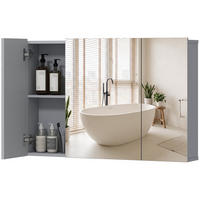 SPIEGELSCHRANK Grau 90/15/60 cm - Grau, Holzwerkstoff (90/60/15cm) - PANGIVO