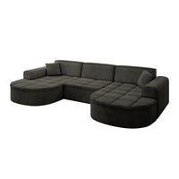 WOHNLANDSCHAFT TARO-U1 - 303x171x79,5 cm Schwarz - Schwarz, Holzwerkstoff/Textil (303/79.5/171cm) - ALTDECOR