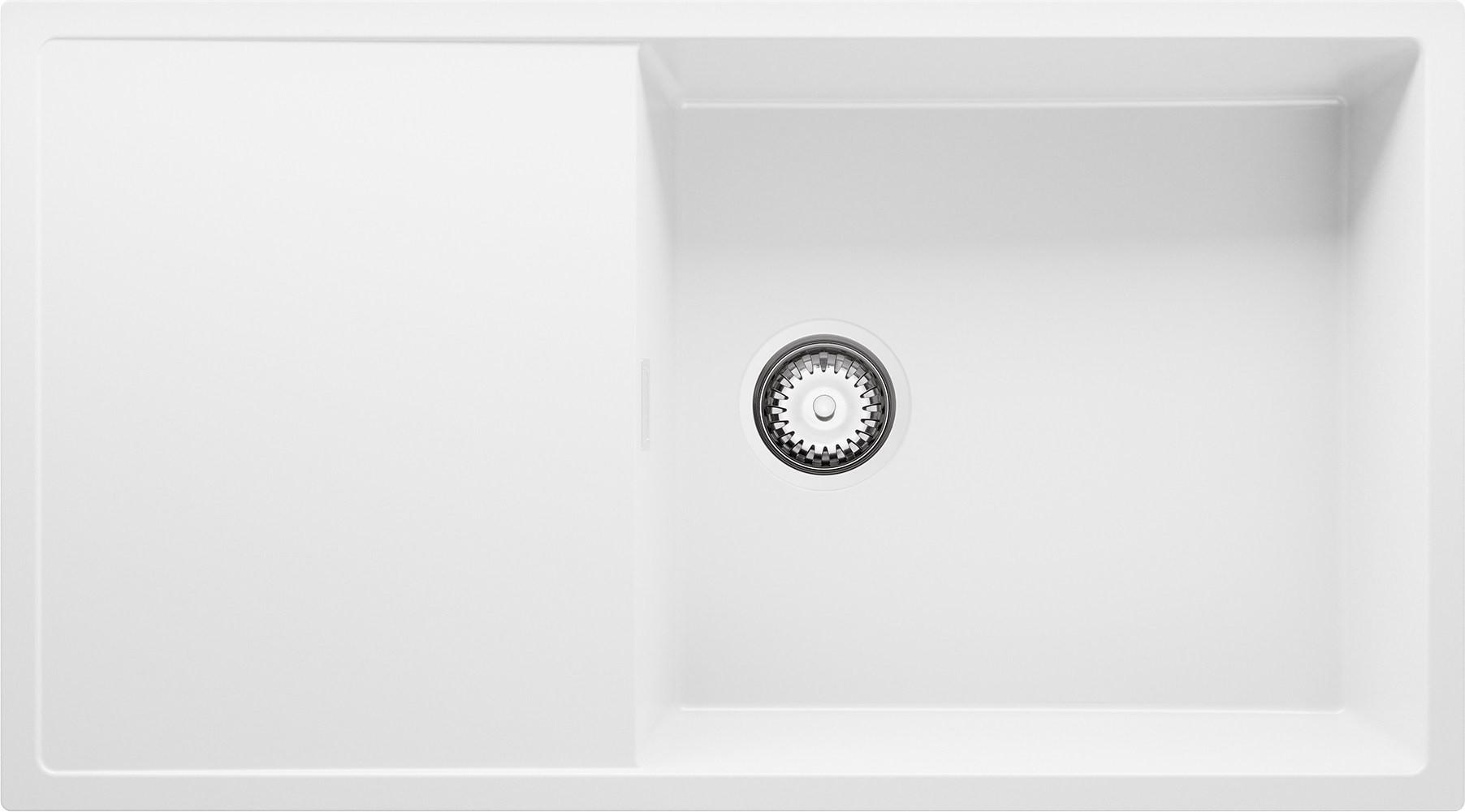 SPÜLBECKEN Ibiza, 2-er set Weiß 90/50 cm 1 Becken + Ablauf-Set ab 60er Unterschrank - Chromfarben/Weiß, Kunststoff (90/19/50cm) - Primagran