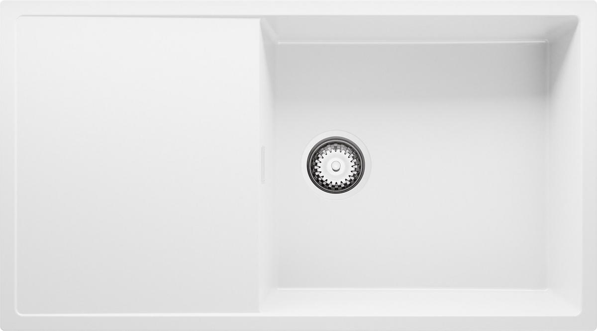 SPÜLBECKEN Ibiza, 2-er set Weiß 90/50 cm 1 Becken + Ablauf-Set ab 60er Unterschrank - Chromfarben/Weiß, Kunststoff (90/19/50cm) - Primagran
