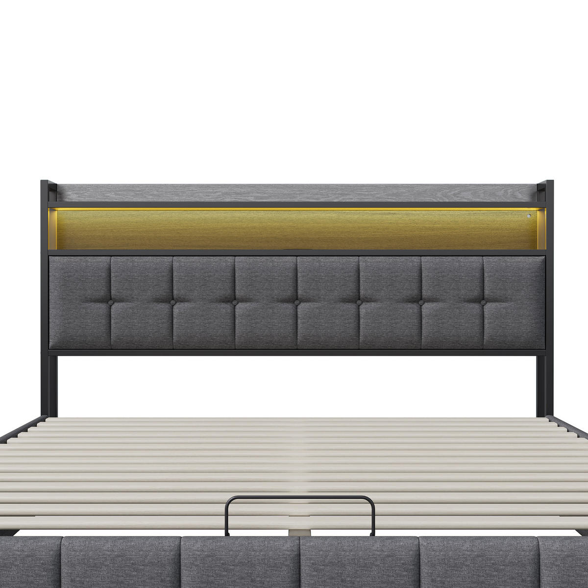 POLSTERBETT 140x190 cm LED Bettkasten USB Steckdose grau - Grau, Holz (140/190cm) - LEBENLANG