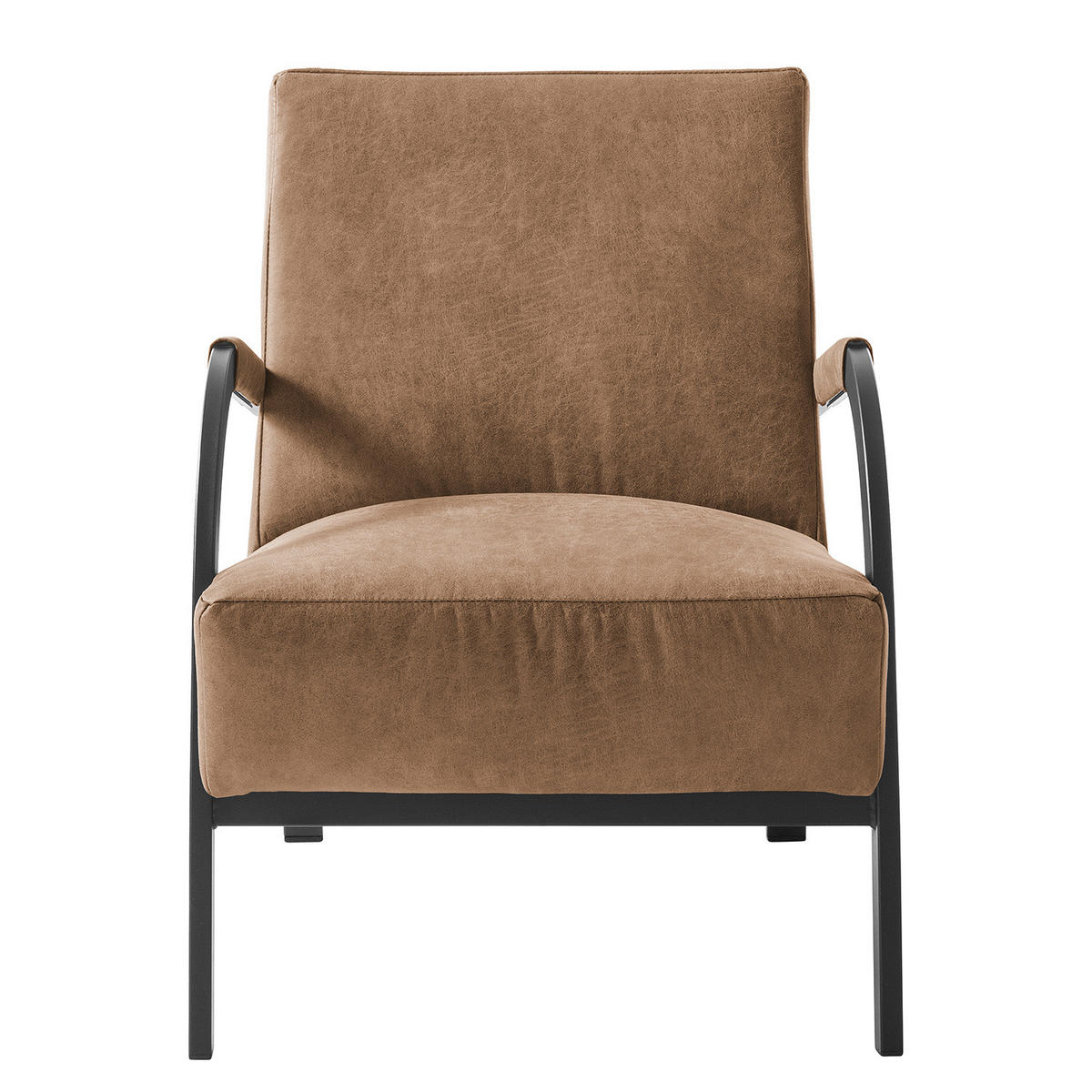 SESSEL - Antiklederlook - Grau, Textil (87/81/60cm) - home24