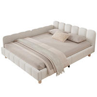 KINDERBETT 140/190 cm in Beige Samt mit Seitentaschen und variablen Seitenelementen - Beige/Naturfarben, Holzwerkstoff/Textil (140/190cm) - STILVORA