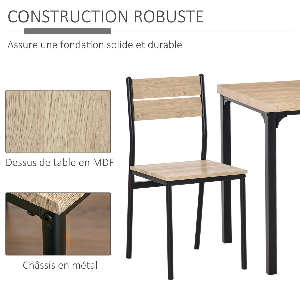 ESSGRUPPE mit Tisch und 2 Stühlen, platzsparendes Möbelset für Küche, Wohnzimmer und Esszimmer, helles Eichenholz - Brombeere, Kunststoff (60/76/60cm)