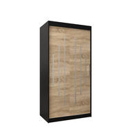 SCHWEBETÜRENSCHRANK 200/100/62 2-türig - Silberfarben/Schwarz, Holz/Kunststoff (100/200/62cm) - Abiks Möbel