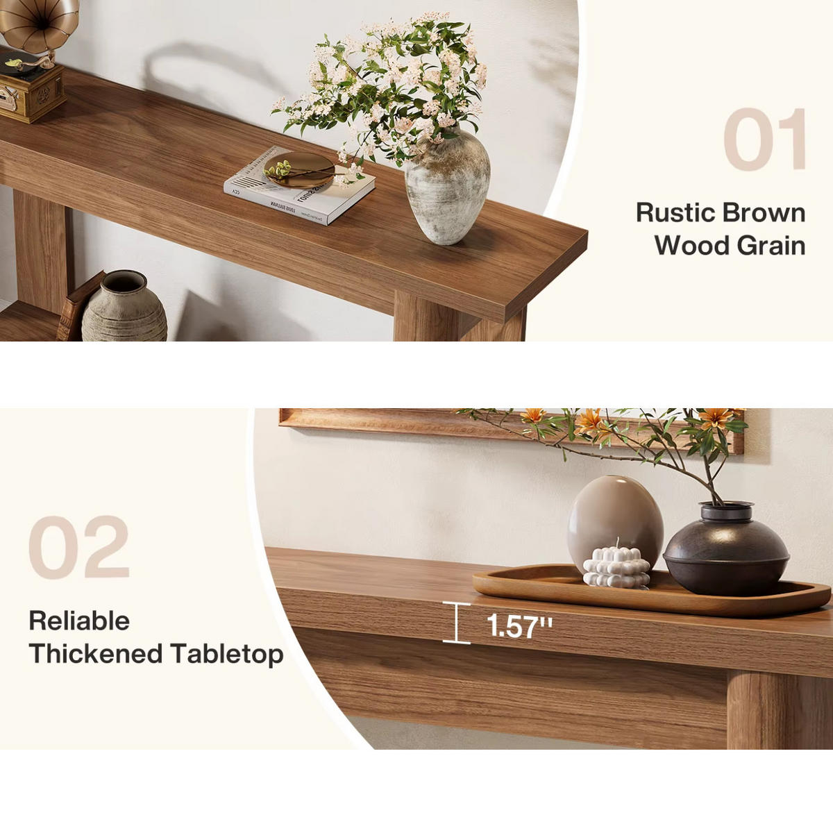 KONSOLENTISCH Holzoptik Braun 160×30×80 cm - Akaziefarben, Holzwerkstoff (30/160/90cm) - Quality Elegance