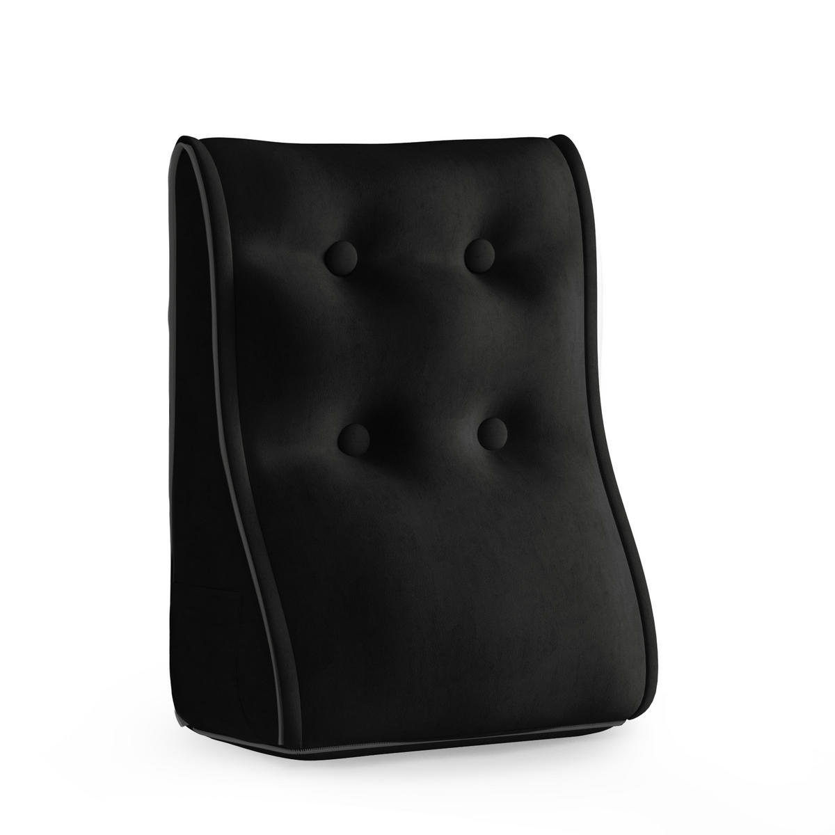 RÜCKENKISSEN Kopfteilkissen Samt Schwarz 40/22cm - Schwarz, Textil (22/40cm) - Vercart