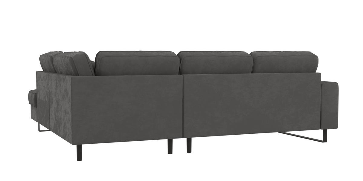 ECKSOFA Zuri Grau Samt - Schwarz/Grau, Holz/Kunststoff (290/231cm) - S-Style Möbel
