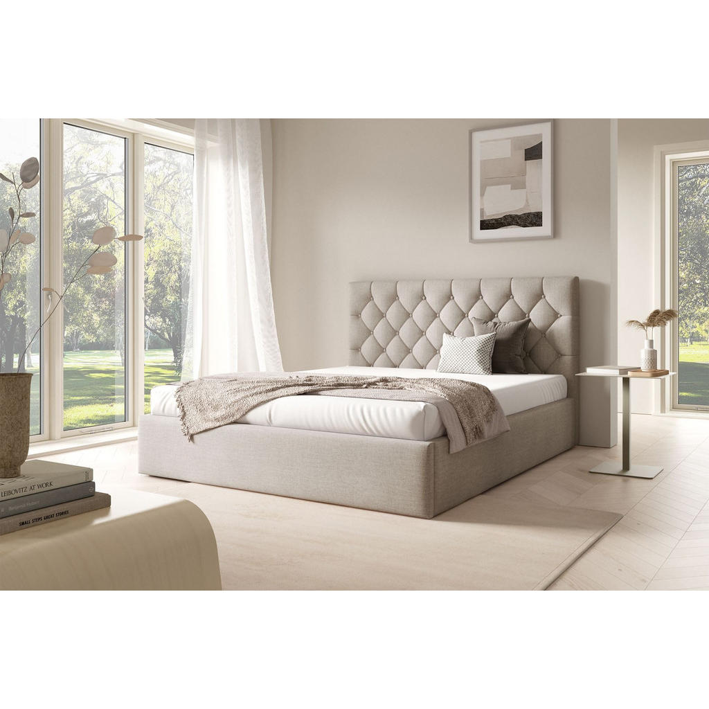 Thumbnail - Selsey Polsterbett, Beige, Textil, 2-Sitzer, 140x200 cm, Schlafzimmer, Betten, Polsterbetten