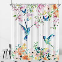 DUSCHVORHANG Rosa Blumen Vogel 120 x 200 cm - Multicolor, Textil (120/200cm)