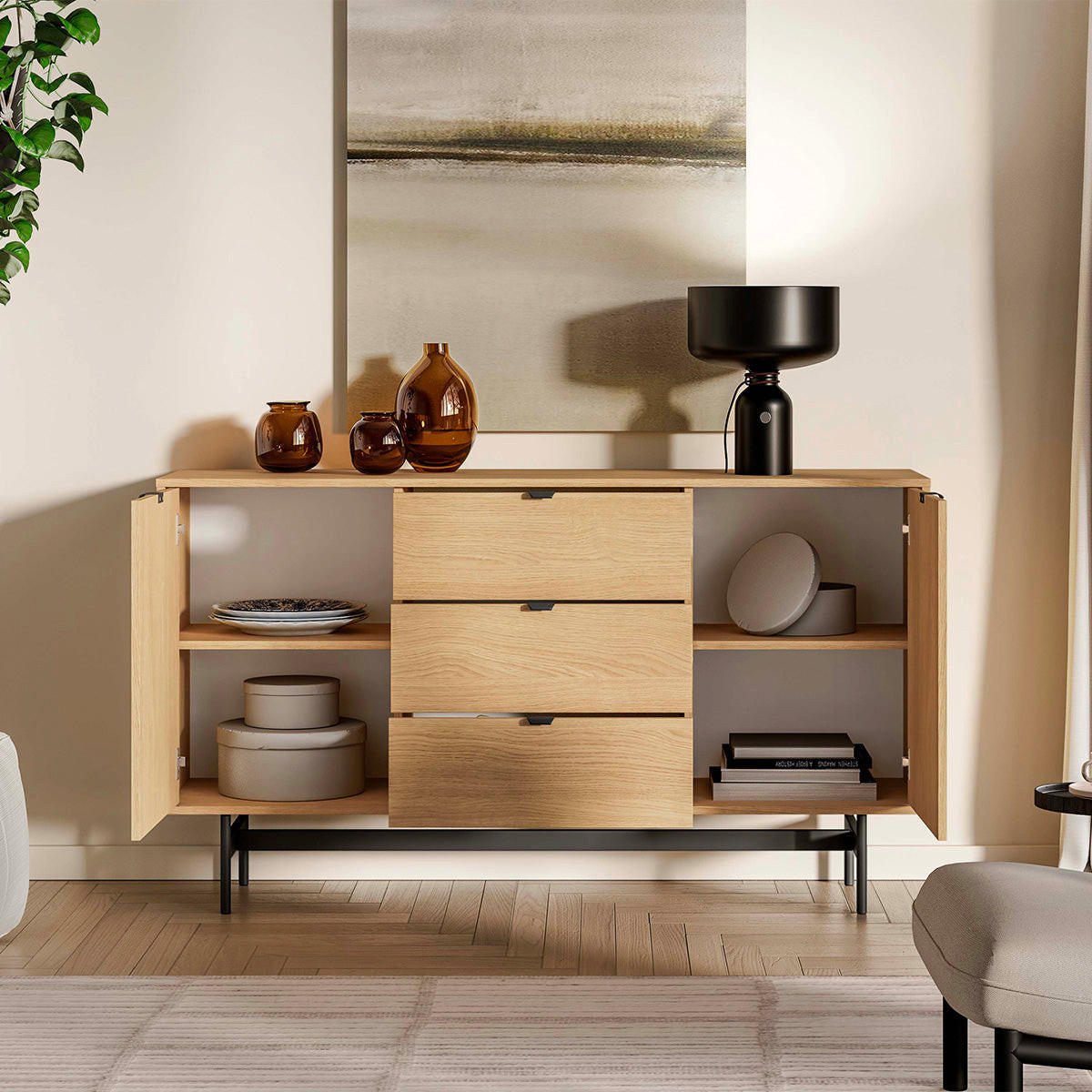 KOMODA Nila Les - rjava, leseni material (150/85/40cm) - Petits-meubles