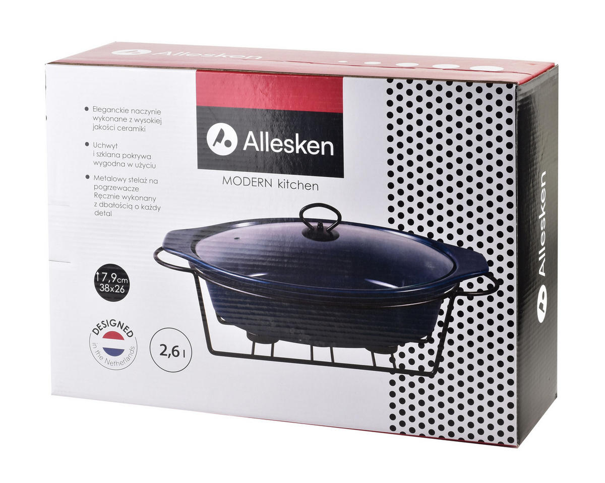 AUFLAUFFORM Modern Kitchen Blau 34/25/17 cm Keramik - Dunkelblau, Keramik (25/17/34cm) - Mondex