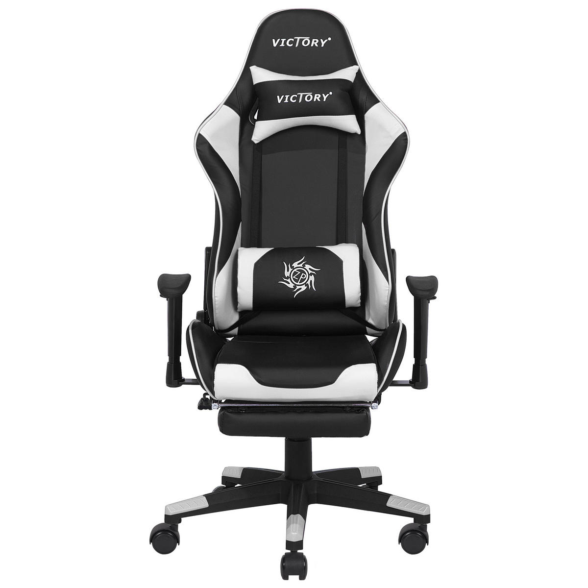 BÜROSTUHL Kunstleder Schwarz/Weiß Victory - Schwarz, Kunststoff/Textil (60/124/60cm) - Beliani
