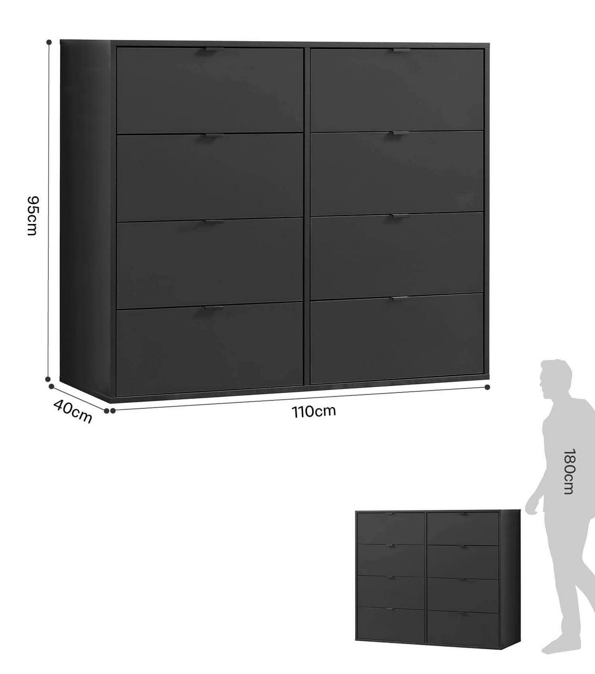 KOMMODE Die Stilvolle - Anthrazit, Holzwerkstoff (110/95/40cm) - Mokebo