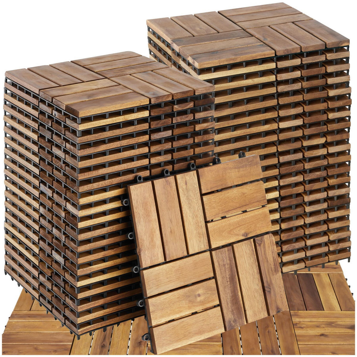 TERRASSENFLIESEN Tabula 40er Set, 31 x 31 x 2,2 cm, braun - Braun, Holz (31/31/2.2cm) - tectake