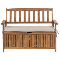 ZAHRADNÍ LAVICE s podložkou 120 cm s úložným prostorem Akáciové dřevo Béžová Sovana - hnědá/béžová, dřevo (120/91/60cm) - Beliani