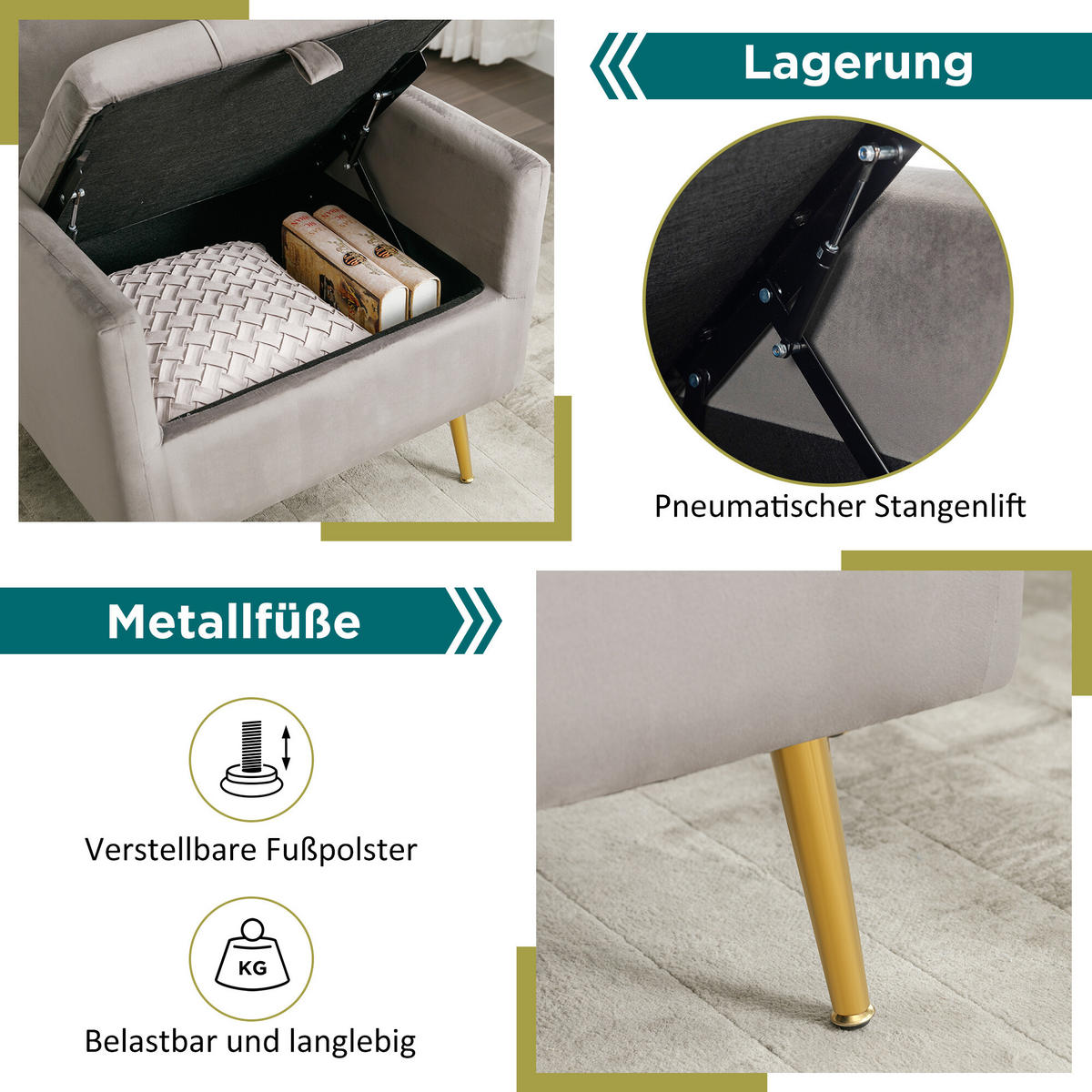 SESSEL mit 2 Kissen Grau 71/71/76 cm - Grau, Textil/Metall (71/76/71cm) - Urban Meuble
