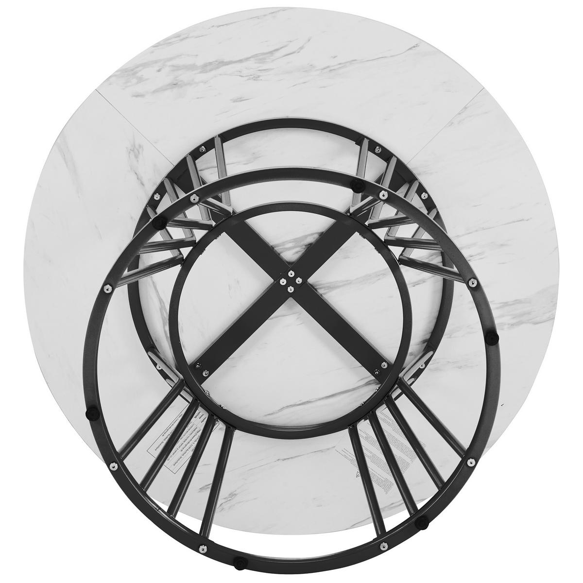 ESSTISCH Marmoroptik Metallgestell Weiß/Schwarz - Schwarz, Holzwerkstoff (100/100/75cm) - FLIEKS