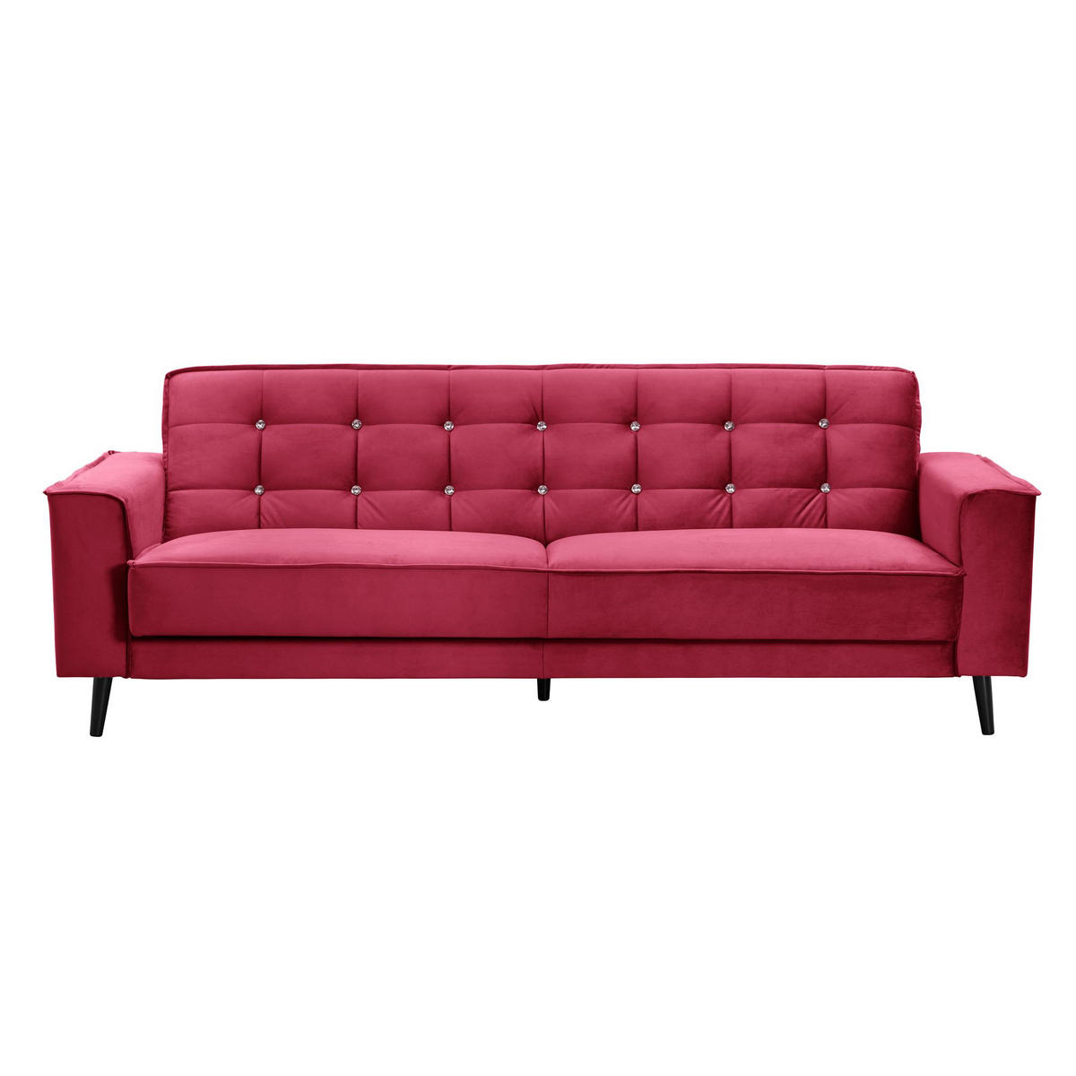 SOFA 3-Sitzer mit Bettfunktion Kaycee Samtvelours rot - Rot, Kunststoff (78/84/240cm) - 58aufmkessel