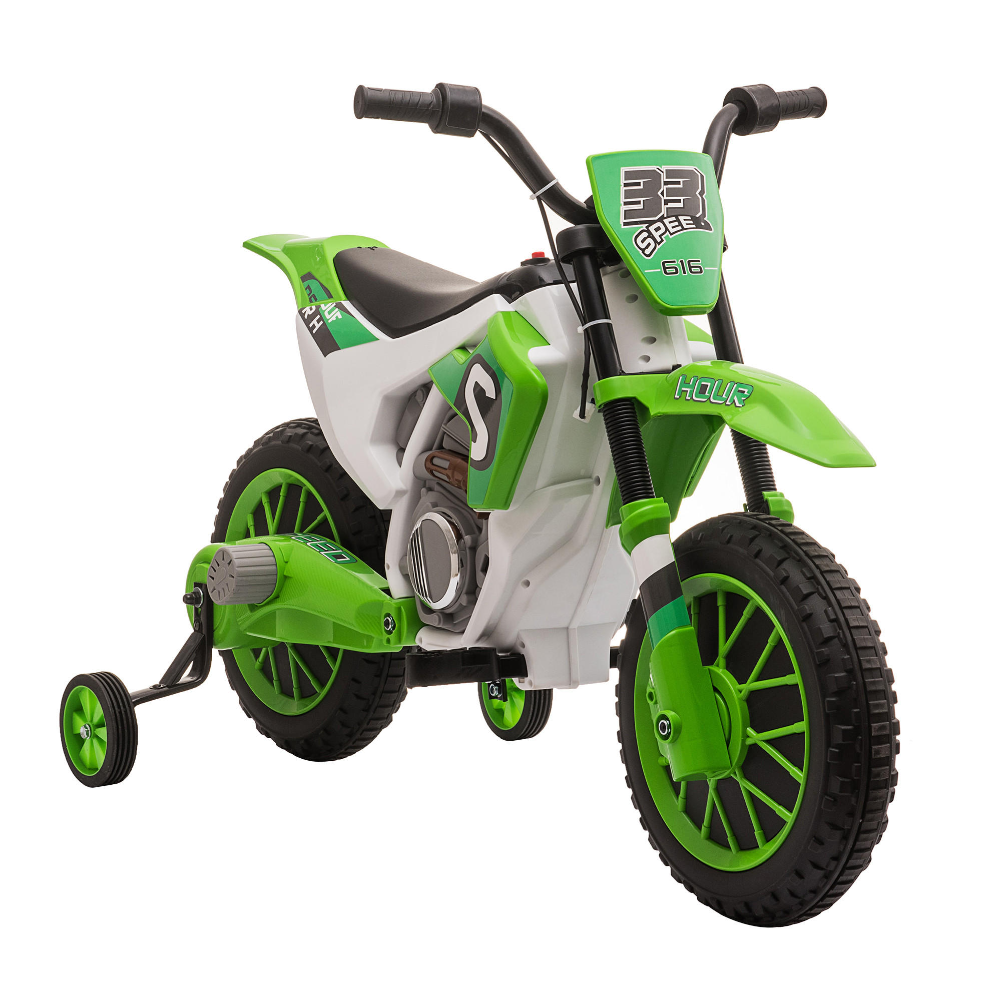 HOMCOM ELEKTRICKÁ MOTOCYKL Dětská motorka Dětské vozidlo Elektrické vozidlo Zelená+Bílá