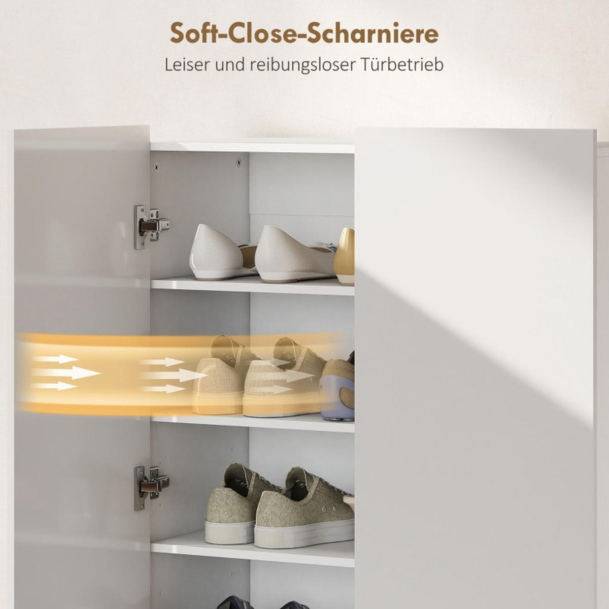 SCHUHSCHRANK DE-38033 72/34,5/103 cm mit Soft-Close-Scharnieren Weiß - Weiß, Holzwerkstoff (72/103/34.5cm) - ComfortXL
