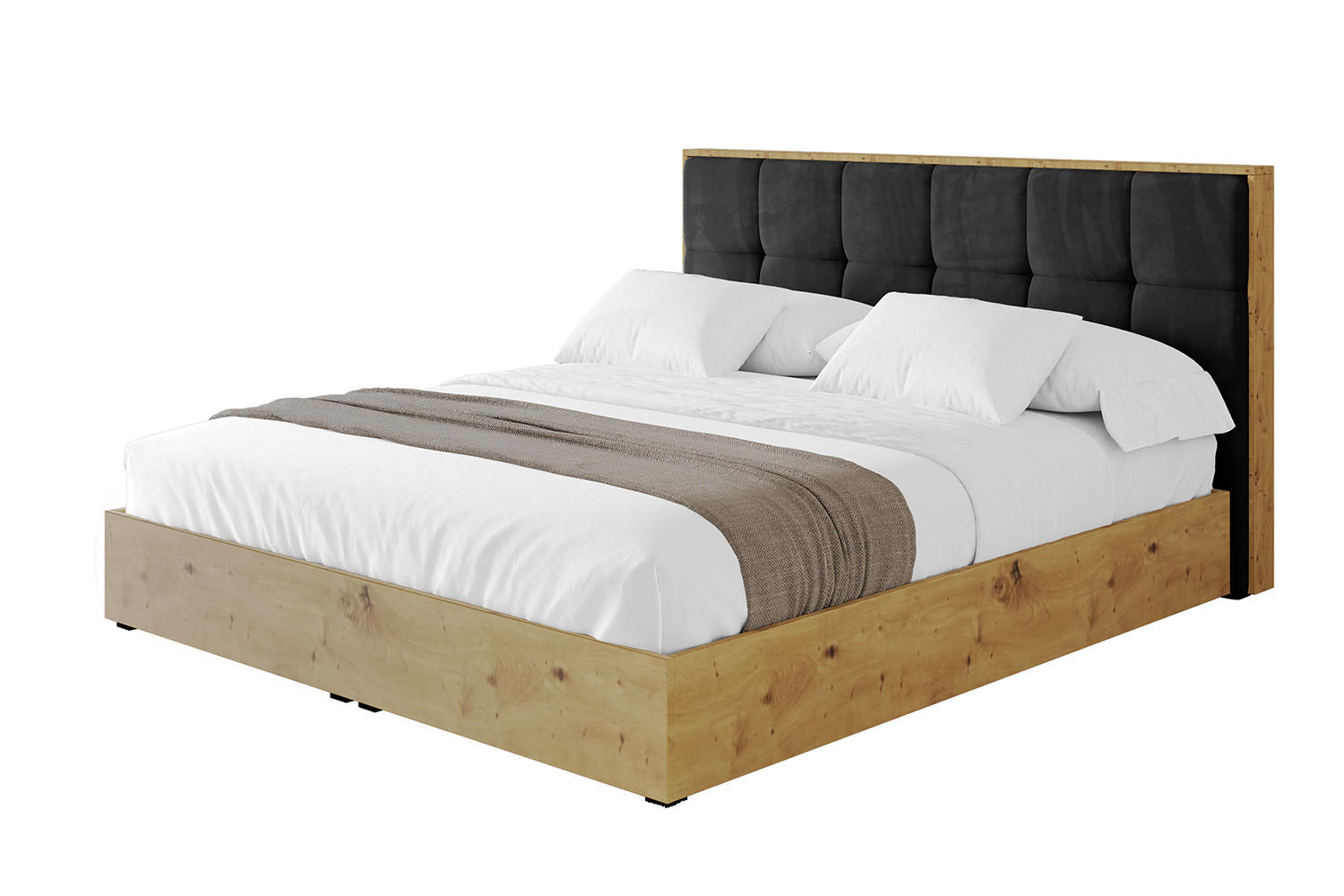 POLSTERBETT mit Bettkasten und Lattenrost, Boxbett ohne Matratze - ENZO7 200x200 Schwarz - Schwarz, Holzwerkstoff/Textil (200/200cm) - ALTDECOR