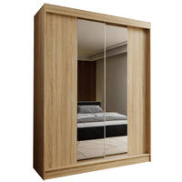 SCHWEBETÜRENSCHRANK LUCENZA 150/216/61 cm 2-türig mit Spiegel Sonoma Eiche - Sonoma Eiche, Holzwerkstoff (150/216/61cm) - MASSENO