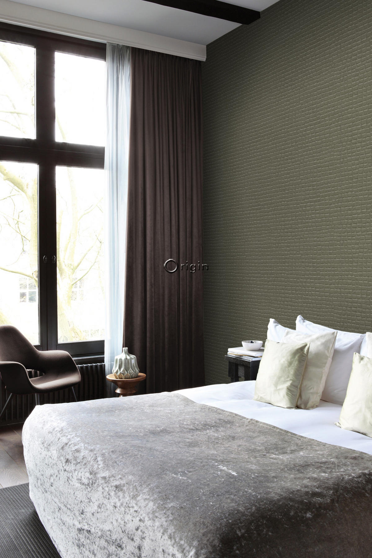 TAPETE Krokodil-Optik 53 cm x 10.05 m - Braun, Papier (53/1000cm) - Origin Wallcoverings