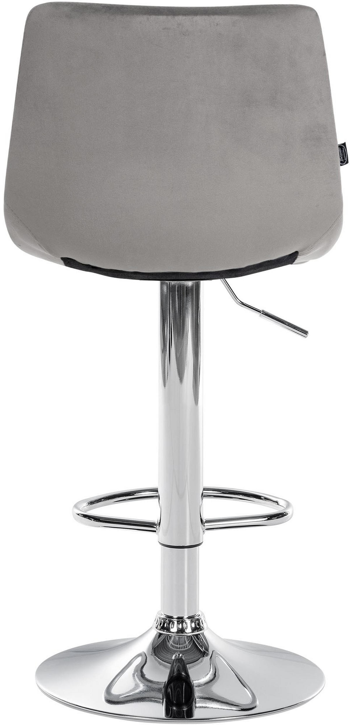 BARHOCKER Samt grau - Chromfarben/Grau, Textil/Metall (43/87/46.5cm) - CLP