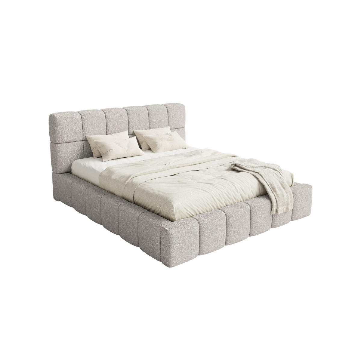 POLSTERBETT Lund 140x200 cm, Grau - Grau, Textil (140/200cm) - Fedve