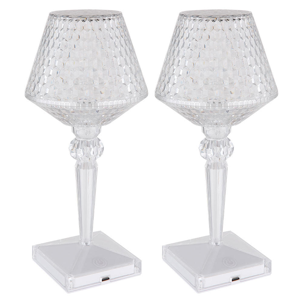 LED TISCHLEUCHTE Kunststoff Kristalloptik Klar 2er Set - Klar, Kunststoff (12/12/26cm) - Globo Lighting