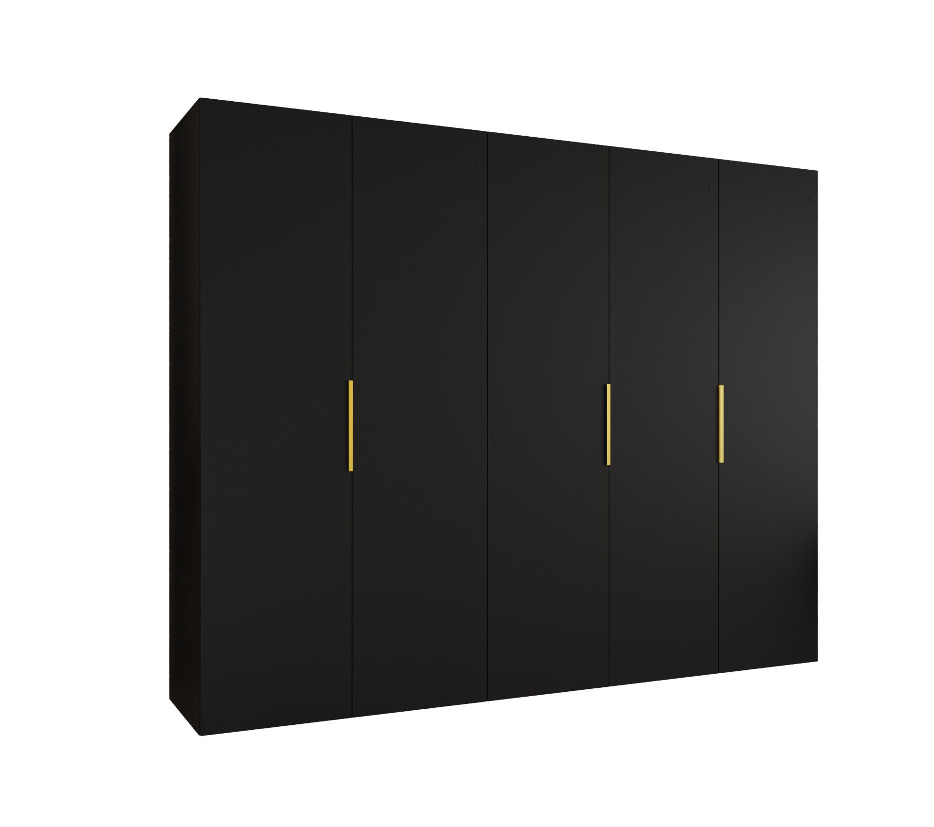 DREHTÜRENSCHRANK 202/250/52 5-türig - Goldfarben/Schwarz, Holz (250/202/52cm) - MÖBEL KRYSPOL