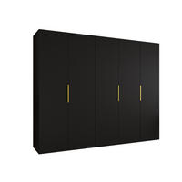 DREHTÜRENSCHRANK 202/250/52 5-türig - Goldfarben/Schwarz, Holz (250/202/52cm) - MÖBEL KRYSPOL