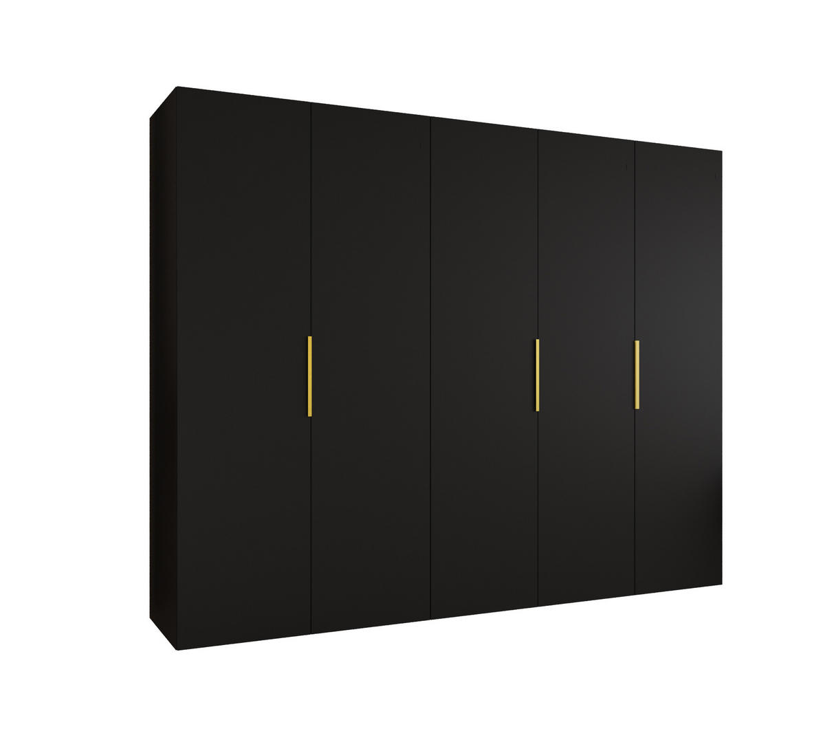 DREHTÜRENSCHRANK 202/250/52 5-türig - Goldfarben/Schwarz, Holz (250/202/52cm) - MÖBEL KRYSPOL