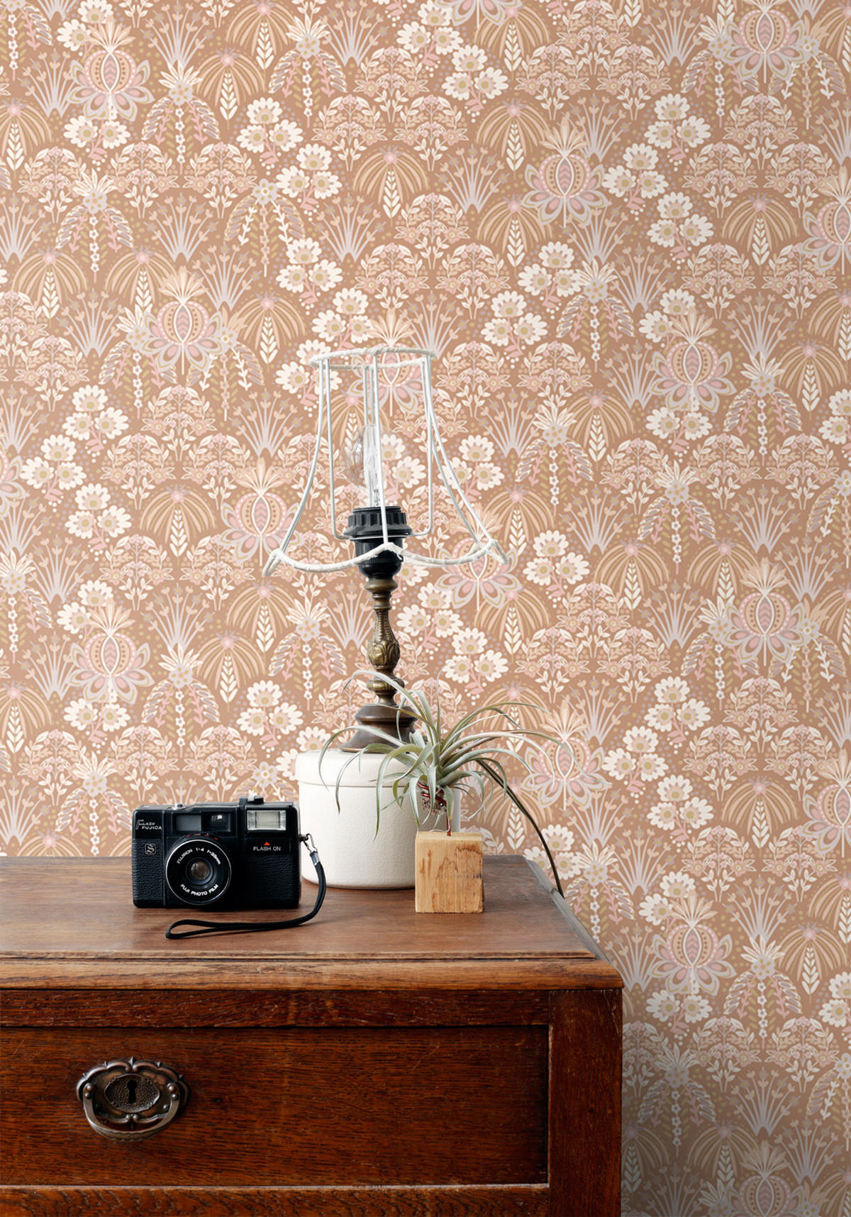 TAPETE Blumenmuster im Jugendstil 50 x 900 cm - Terracotta, Papier (50/900cm) - ESTAhome